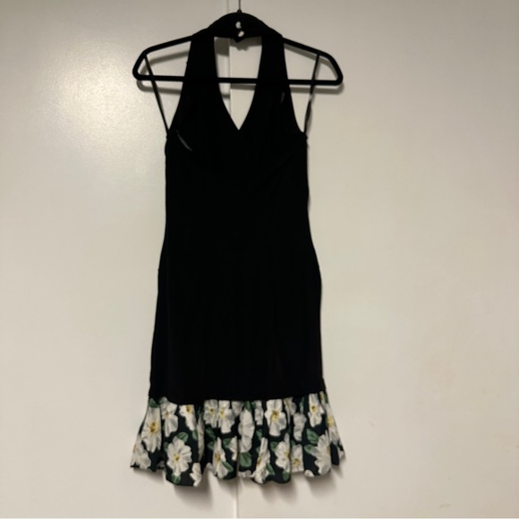Handmade Halter Contrast Pleated Hem Floral Mini Dress Size Medium - Picture 7 of 7